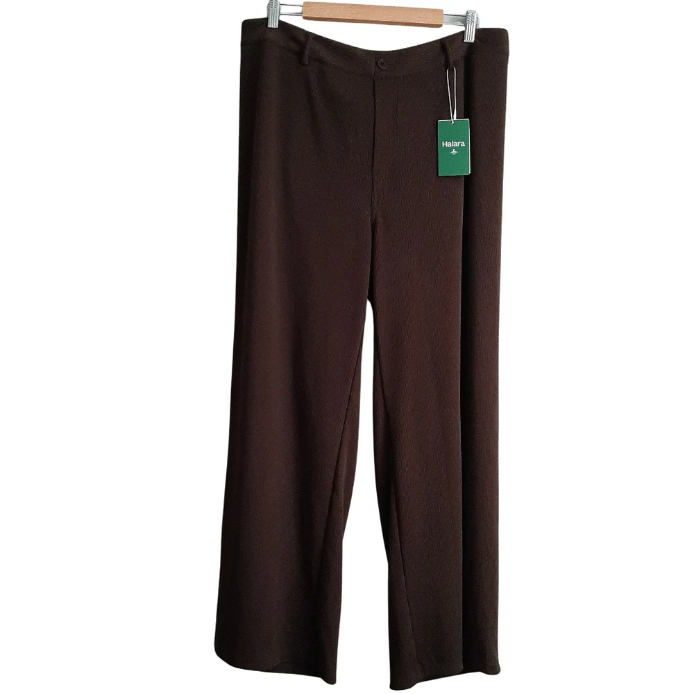 Halara Dark Brown Wide Leg Comfort Pants Size Medium